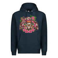 Navy pink floral baby goat rainbow Premium Hoodie - BarkalooDesign