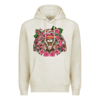 Oatmeal Heather pink floral baby goat rainbow Premium Hoodie - BarkalooDesign