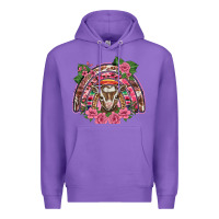 Purple pink floral baby goat rainbow Premium Hoodie - BarkalooDesign