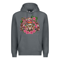 Rock pink floral baby goat rainbow Premium Hoodie - BarkalooDesign