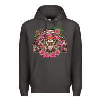 Smoke pink floral baby goat rainbow Premium Hoodie - BarkalooDesign