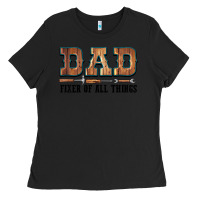 Black Dad Fixer Of All Things Ladies Tee - LillyAllenDesigns