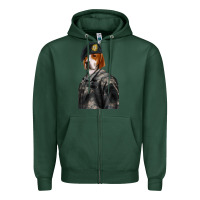 Sports Green Pet Portraits, Custom Pet Portraits, Renaissance Pet Portraits, Custom Zipper Hoodie - RanaPortraitStore