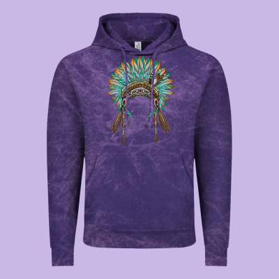 Native American Headdress Turquise Vintage Hoodie Designed By Barkaloodesign