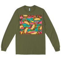 Army Green mexican taco paper glitter leopard wooden Long Sleeve Tee - Artiststas
