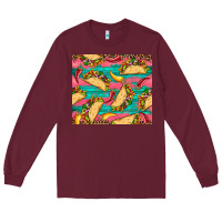 Burgundy mexican taco paper glitter leopard wooden Long Sleeve Tee - Artiststas