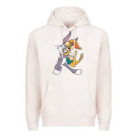 Pale Pink bugs bunny and lola bunny Premium Hoodie - DesigneFamous