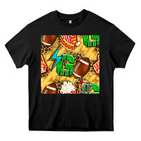 Black american football go with thunder and leopard  seamless pattern Heavy Core Tee - BundleAndBundleShop