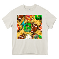 Cream american football go with thunder and leopard  seamless pattern Heavy Core Tee - BundleAndBundleShop