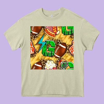 American Football Go With Thunder And Leopard  Seamless Pattern Heavy Core Tee Designed By Bundleandbundleshop