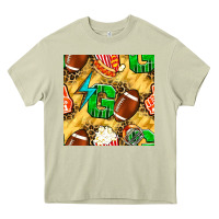 Mossy american football go with thunder and leopard  seamless pattern Heavy Core Tee - BundleAndBundleShop