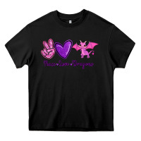 Black Peace Love Dragons Heavy Core Tee - RanaPortraitStore