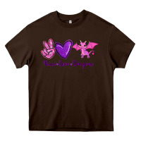 Chocolate Brown Peace Love Dragons Heavy Core Tee - RanaPortraitStore