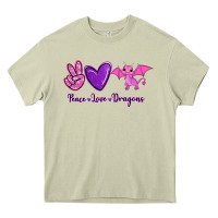 Mossy Peace Love Dragons Heavy Core Tee - RanaPortraitStore