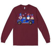 Burgundy american flag gnomes truck Long Sleeve Tee - Artiststas