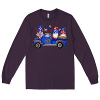 Plum american flag gnomes truck Long Sleeve Tee - Artiststas