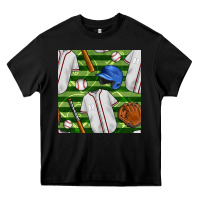 Black baseball uniform and field seamless pattern Heavy Core Tee - BundleAndBundleShop