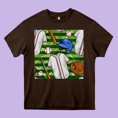 Baseball Uniform And Field Seamless Pattern Heavy Core Tee Designed By Bundleandbundleshop