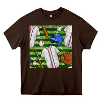 Chocolate Brown baseball uniform and field seamless pattern Heavy Core Tee - BundleAndBundleShop
