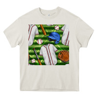 Cream baseball uniform and field seamless pattern Heavy Core Tee - BundleAndBundleShop