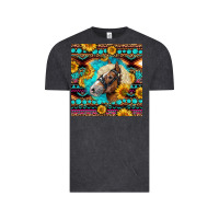 Vintage Black Haflinger Horse Aztec Vintage Tee - LillyAllenDesigns