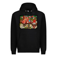 Black welcome ladybug gnome background Premium Hoodie - BarkalooDesign
