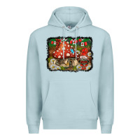 Blue Mist welcome ladybug gnome background Premium Hoodie - BarkalooDesign