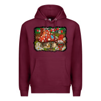 Burgundy welcome ladybug gnome background Premium Hoodie - BarkalooDesign