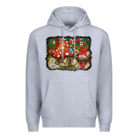 Heather Grey welcome ladybug gnome background Premium Hoodie - BarkalooDesign