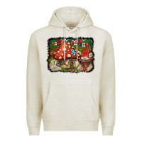 Oatmeal Heather welcome ladybug gnome background Premium Hoodie - BarkalooDesign