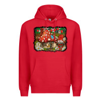 Red welcome ladybug gnome background Premium Hoodie - BarkalooDesign