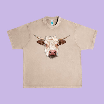 Hereford Cow Head Urban Heavy Tee Designed By Ranaportraitstore