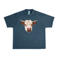 Midnight Navy hereford cow head Urban Heavy Tee - RanaPortraitStore