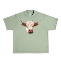 Oil Green hereford cow head Urban Heavy Tee - RanaPortraitStore