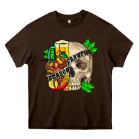Chocolate Brown skull crawfish season Heavy Core Tee - FaDigitalArtStudio