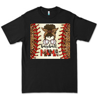 Black Baseball Mom Messy Bun Premium Tee - CowhideDigitalArt