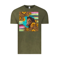 Vintage Olive quarter horse aztec pattern Vintage Tee - LillyAllenDesigns