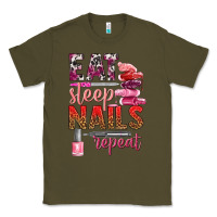 Army Green eat sleep nails repeat bbs Classic Tee - BundleAndBundleShop