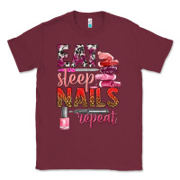 Burgundy eat sleep nails repeat bbs Classic Tee - BundleAndBundleShop