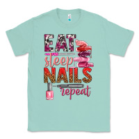 Seafoam eat sleep nails repeat bbs Classic Tee - BundleAndBundleShop