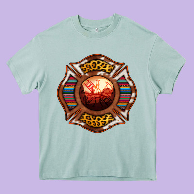 Western Firefighter Symbol Heavy Core Tee Designed By Ranaportraitstore