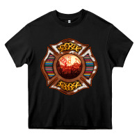 Black Western Firefighter Symbol Heavy Core Tee - RanaPortraitStore