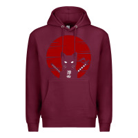 Burgundy ninja cat japanese Premium Hoodie - DesigneFamous