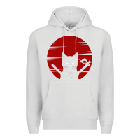 Dove Grey ninja cat japanese Premium Hoodie - DesigneFamous