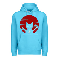 Ocean Blue ninja cat japanese Premium Hoodie - DesigneFamous