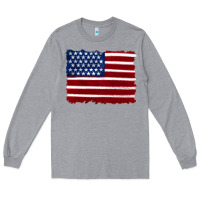 Heather Grey american flag Long Sleeve Tee - Artiststas
