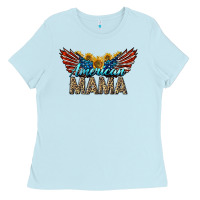 Baby Blue Western American Mama With Sunflowers Ladies Tee - LillyAllenDesigns