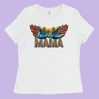 Western American Mama With Sunflowers Ladies Tee Designed By Lillyallendesigns