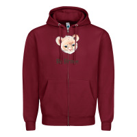 Burgundy lion cute animals Zipper Hoodie - RanaPortraitStore