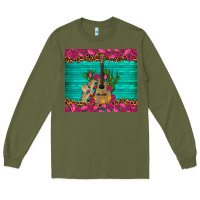 Army Green mexican guitar roses cactus sombrero Long Sleeve Tee - Artiststas